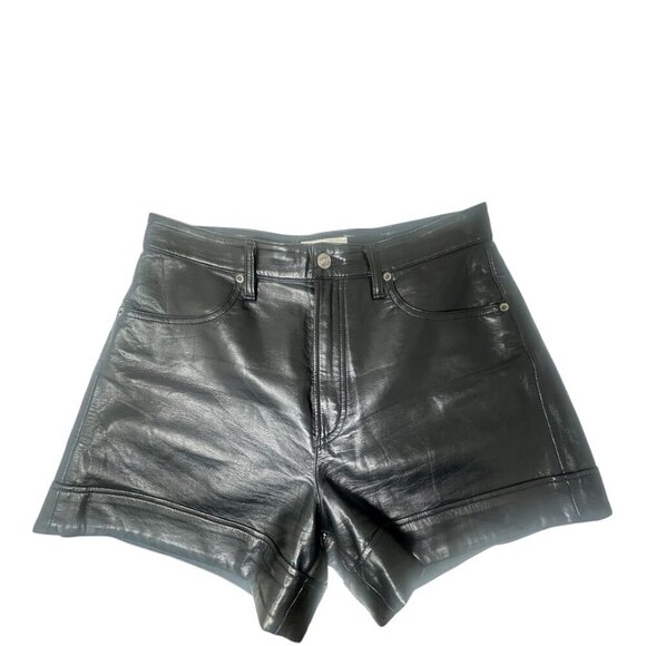 Agolde Recycled Leather Angeled Hem Black Shorts Size 29 - Picture 8 of 16